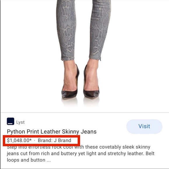 NEW ⭐️ $1,000 J Brand Python Leather pants - Picture 5 of 12